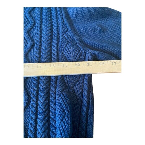 CHAPS RALPH LAUREN Men’s Size Large Sweater Shirt Cable Navy Blue Mock Neck - Picture 9 of 11